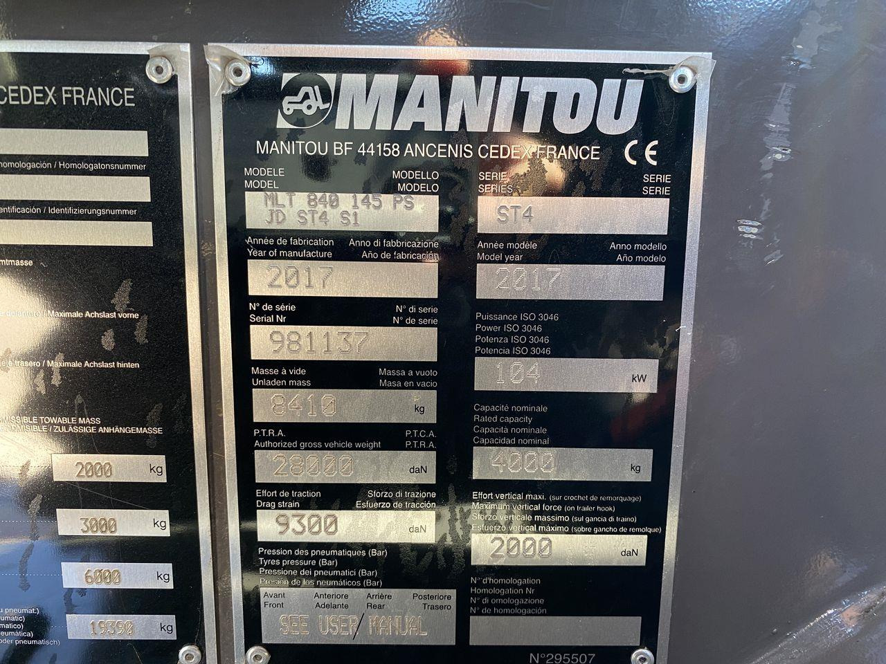 Teleskoplastar Manitou MLT840-145PS ELITE