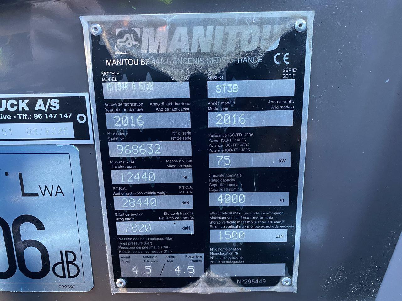 Teleskoplastar Manitou MT1840A ST3B