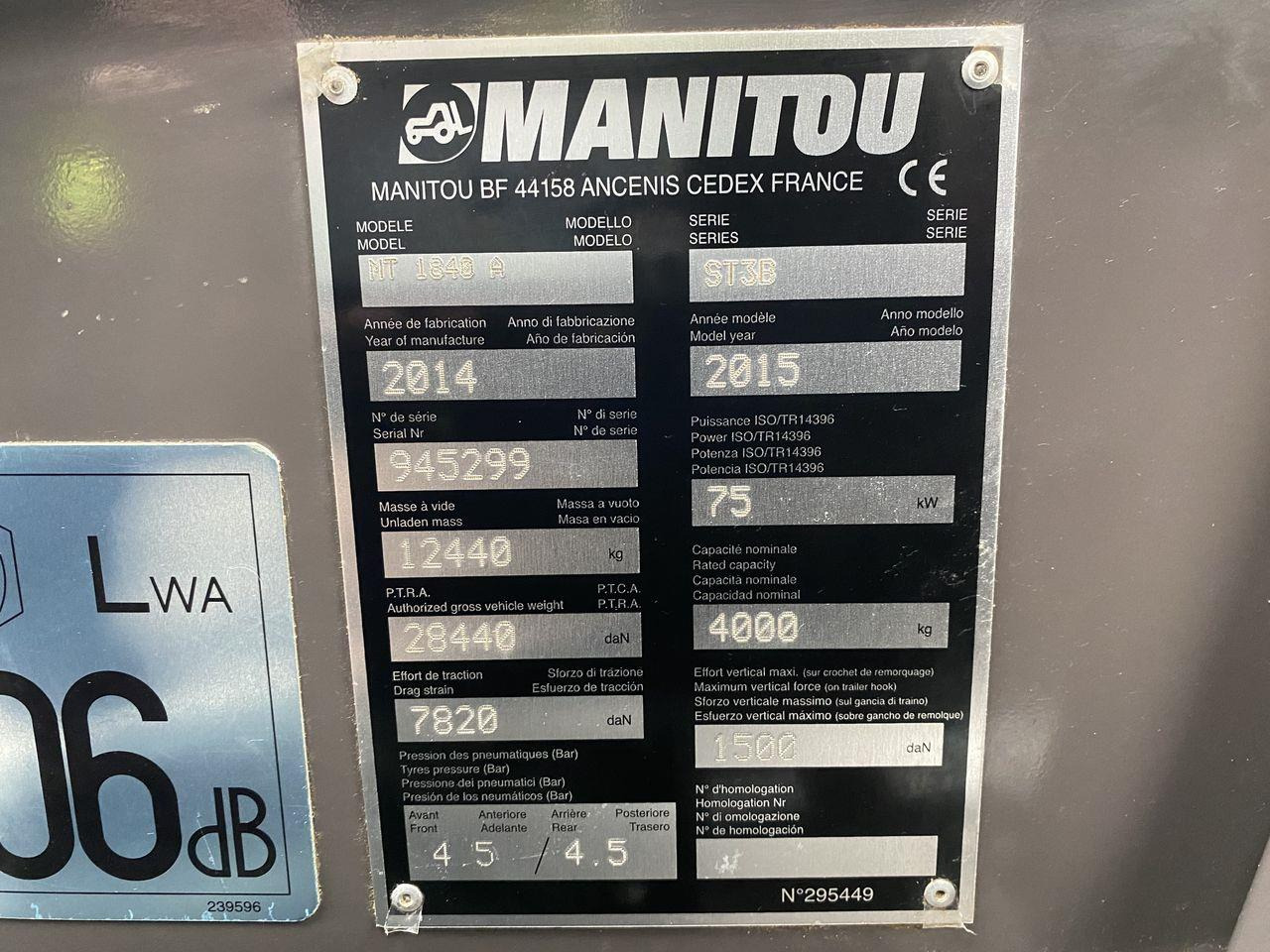 Teleskoplastar Manitou MT1840A ST3B