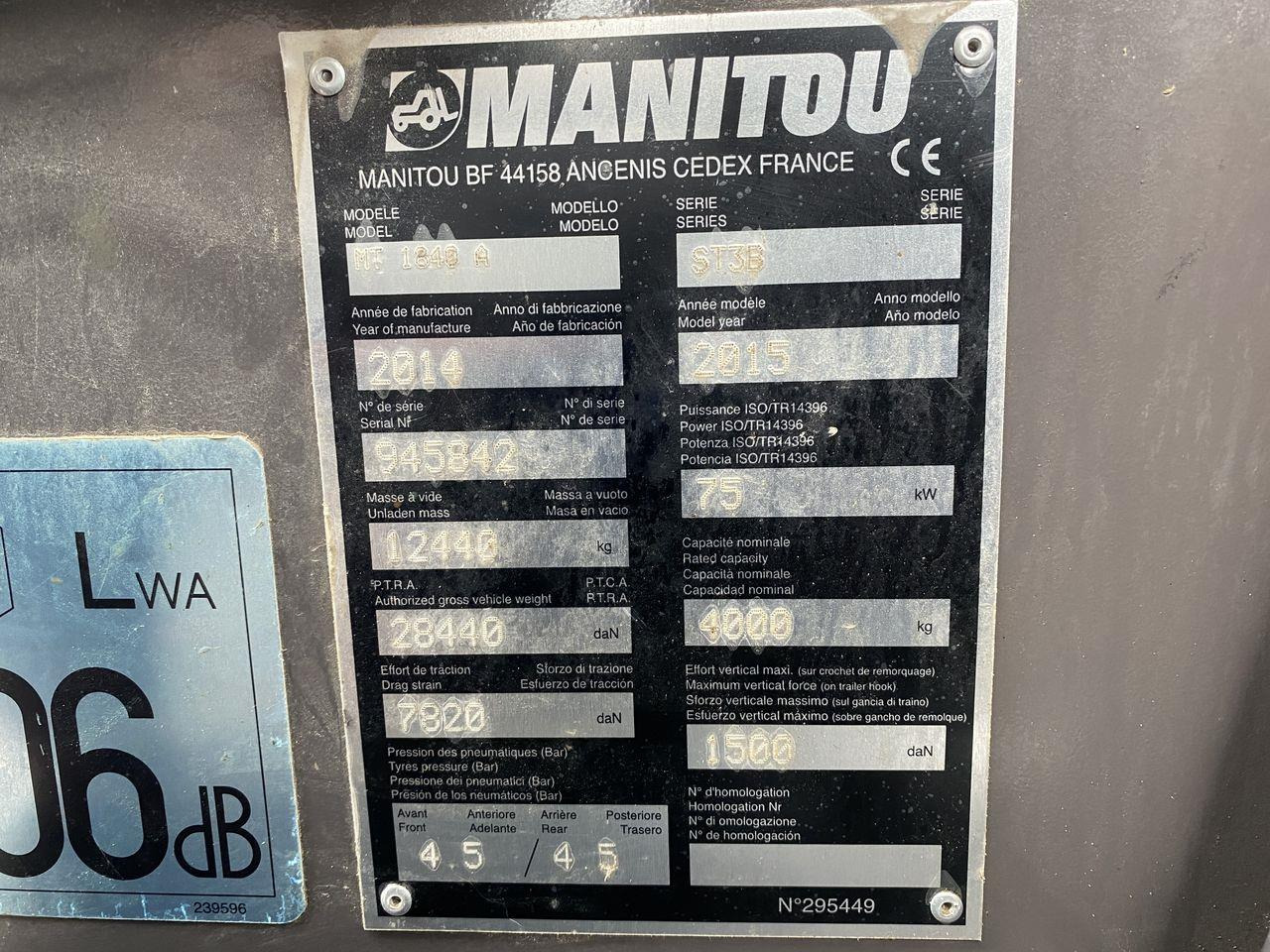 Teleskoplastar Manitou MT1840A ST3B