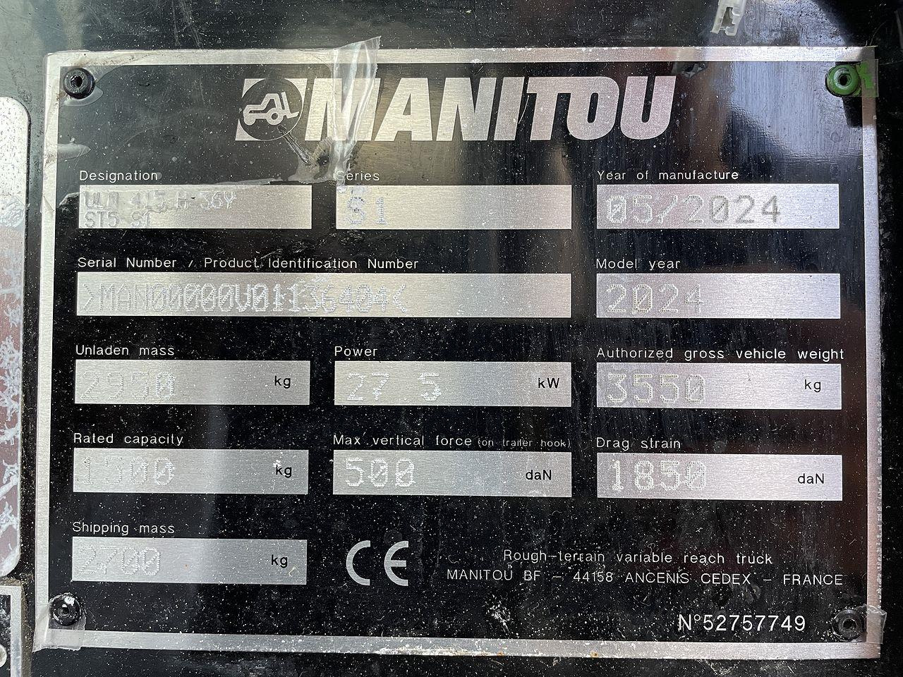 Teleskoplastar Manitou ULM415H Comfort ST5