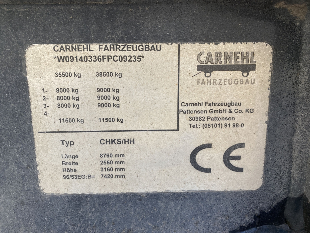 Tippbil semitrailer Carnehl CHKS/HH Stahl-Halbschalenmulde