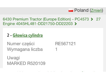 Huvudenhet för Lantbruksmaskiner John Deere R520109, RE553422, RE523430, RE567121 - Głowica cylindrów: bild 3 Huvudenhet för Lantbruksmaskiner John Deere R520109, RE553422, RE523430, RE567121 - Głowica cylindrów: bild 3