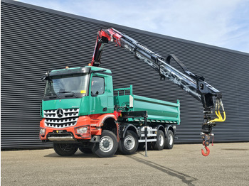 Tippbil lastbil, Kranbil Mercedes-Benz AROCS 4145 / 8X6 / TIPPER + HMF CRANE: bild 2