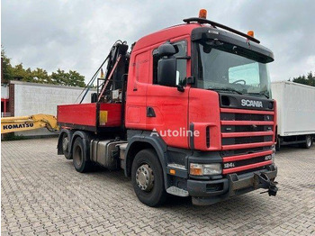 Flakbil, Kranbil Scania 124 L 470 - Flatbed + crane: bild 2