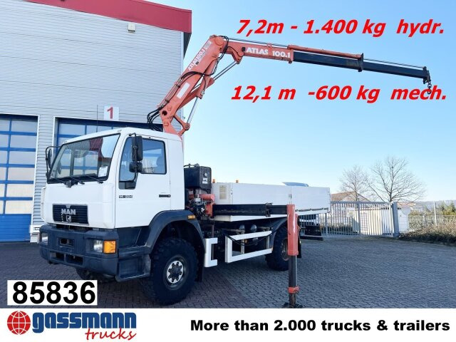 MAN 14.224 LAC 4x4 BB mit Kran Atlas 100.1 - Flakbil, Kranbil: bild 1 MAN 14.224 LAC 4x4 BB mit Kran Atlas 100.1 - Flakbil, Kranbil: bild 1