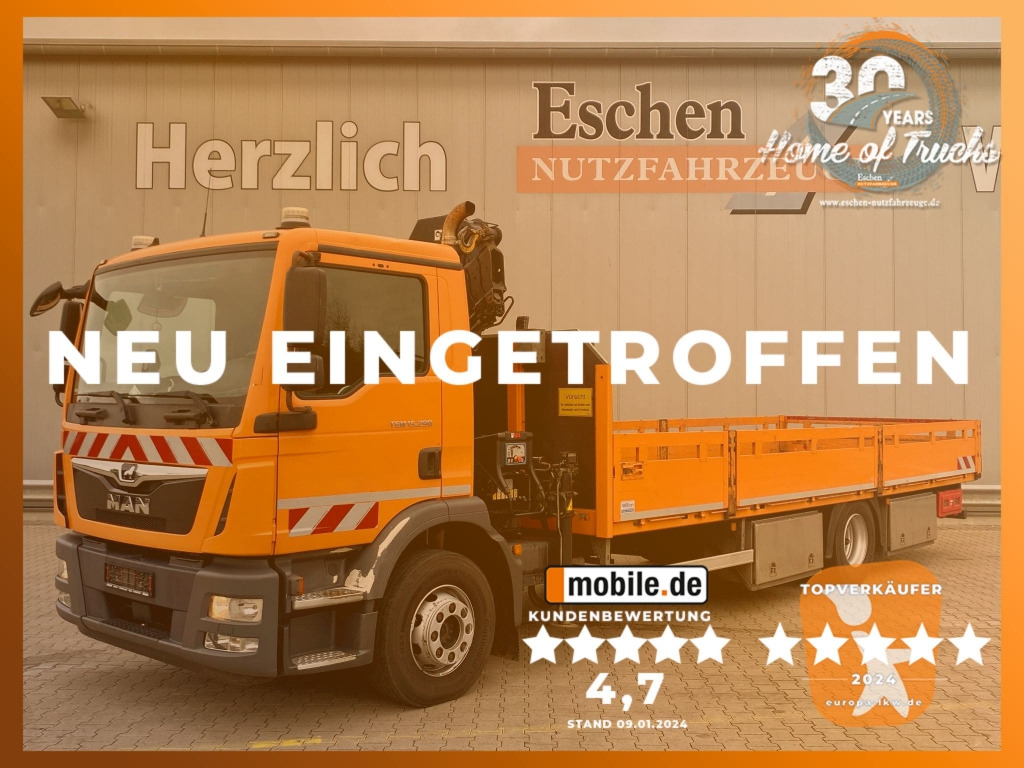 MAN TGM 15.290 4x2 BL / HIAB Faltkran - Flakbil, Kranbil: bild 1 MAN TGM 15.290 4x2 BL / HIAB Faltkran - Flakbil, Kranbil: bild 1