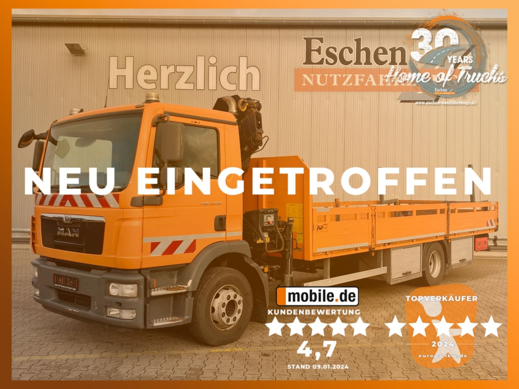 MAN TGM 15.290 4x2 BL / HIAB Faltkran - Flakbil, Kranbil: bild 1 MAN TGM 15.290 4x2 BL / HIAB Faltkran - Flakbil, Kranbil: bild 1