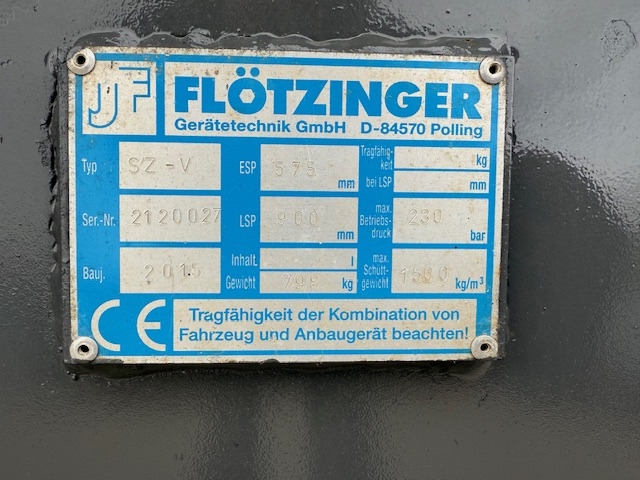 Flötzinger SZ-V - 2400 mm - Volvo/CAT/Komatsu -Krokodilgebiss - Utrustning för ensilage: bild 5 Flötzinger SZ-V - 2400 mm - Volvo/CAT/Komatsu -Krokodilgebiss - Utrustning för ensilage: bild 5