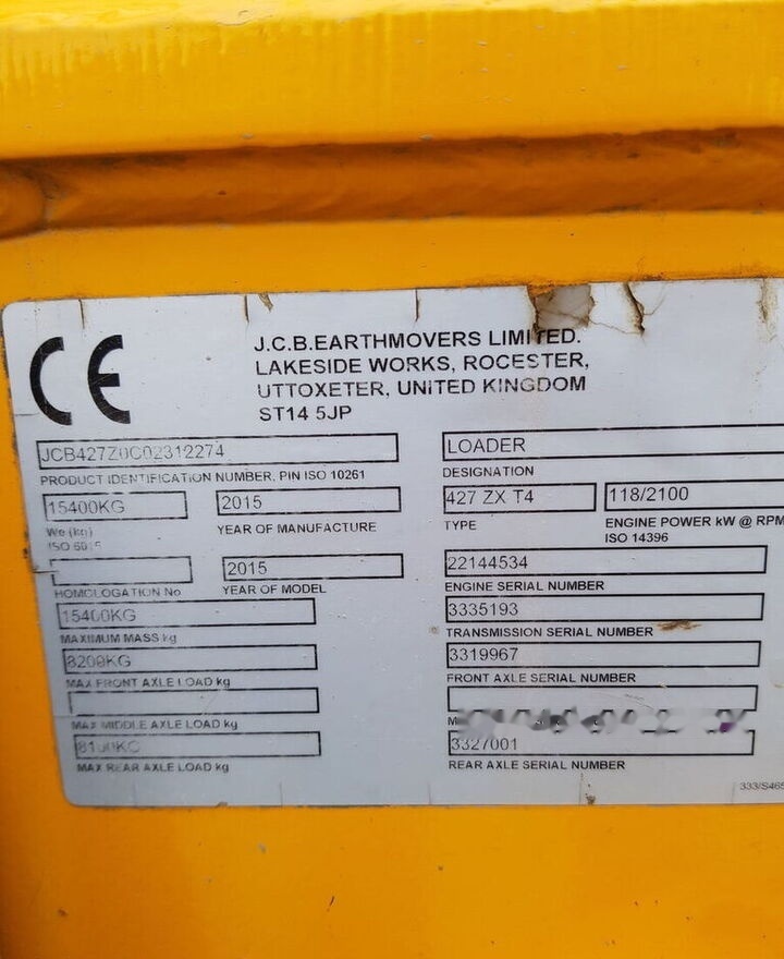 JCB 427 ZXT4 - Hjullastare: bild 4 JCB 427 ZXT4 - Hjullastare: bild 4