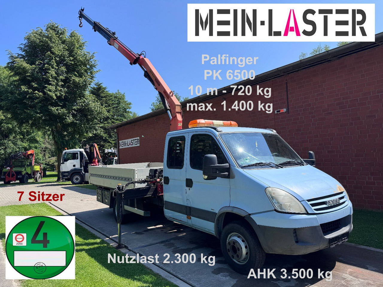 Iveco 65C180 3.0d Palfinger PK 6500 7 Sitzer - Transportbil med flak, Dubbelhytt transportbil: bild 1 Iveco 65C180 3.0d Palfinger PK 6500 7 Sitzer - Transportbil med flak, Dubbelhytt transportbil: bild 1