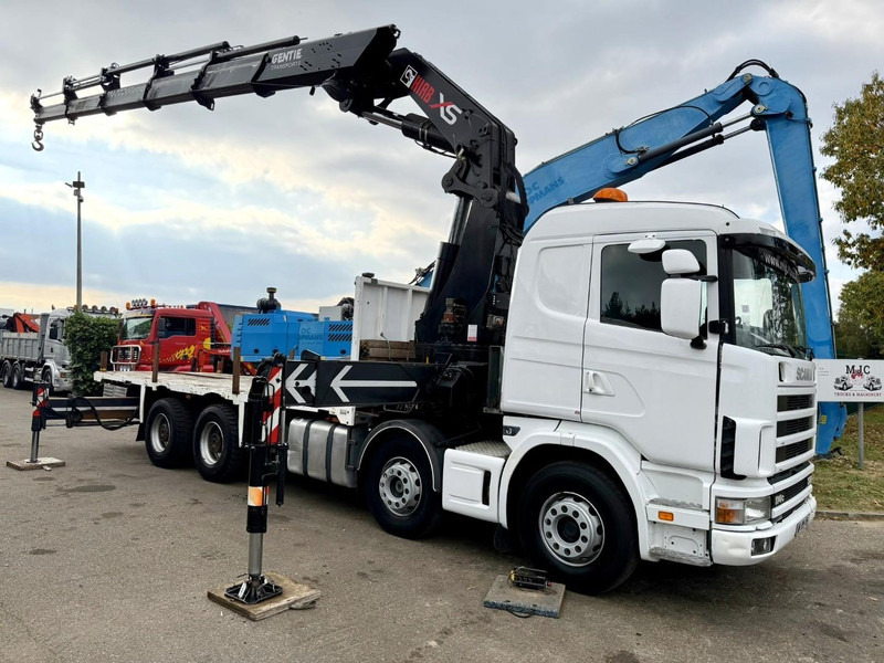 Scania 114C-380 8x4 + CRANE HIAB 700 E-5 - PLATFORM 6m80 + TWISTLOCKS - MANUAL - RETARDER - STEEL SPRING / BIG AXLE HUB REDUCTION - AP ACHSEN - Kranbil: bild 1 Scania 114C-380 8x4 + CRANE HIAB 700 E-5 - PLATFORM 6m80 + TWISTLOCKS - MANUAL - RETARDER - STEEL SPRING / BIG AXLE HUB REDUCTION - AP ACHSEN - Kranbil: bild 1