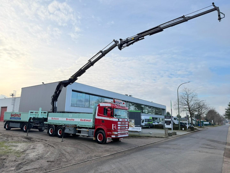Scania 164L-480 V8 6x4 BAUSTOFF + KRAN HIAB 350-4 + JIB 90-4 - *TOP ZUSTAND* - ROTATOR - RADIO - RETARDER - BLATT / AP ACHSEN - BELGISCHE LKW - Flakbil, Kranbil: bild 1 Scania 164L-480 V8 6x4 BAUSTOFF + KRAN HIAB 350-4 + JIB 90-4 - *TOP ZUSTAND* - ROTATOR - RADIO - RETARDER - BLATT / AP ACHSEN - BELGISCHE LKW - Flakbil, Kranbil: bild 1