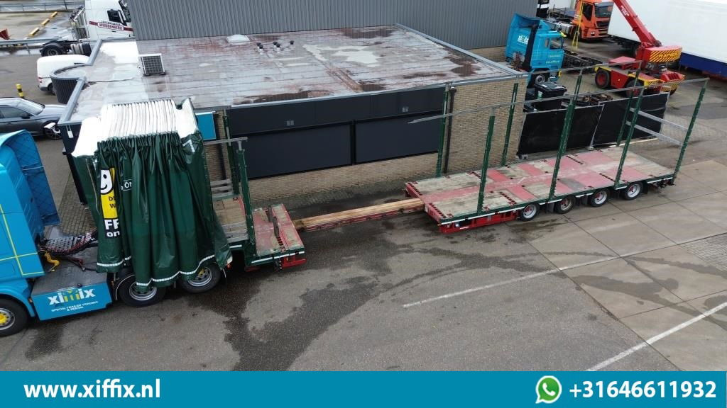 Meusburger 4-ass. Uitschuifbare semi dieplader met huifopbouw / 2x Naloop gestuu  - Låg lastare semitrailer: bild 1 Meusburger 4-ass. Uitschuifbare semi dieplader met huifopbouw / 2x Naloop gestuu  - Låg lastare semitrailer: bild 1