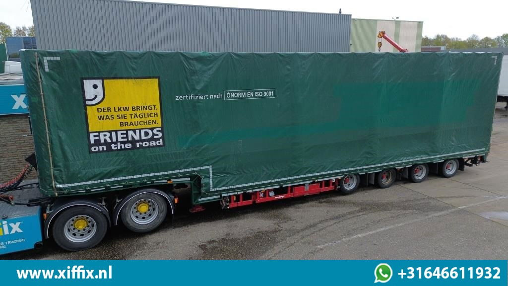 Meusburger 4-ass. Uitschuifbare semi dieplader met huifopbouw / 2x Naloop gestuu  - Låg lastare semitrailer: bild 2 Meusburger 4-ass. Uitschuifbare semi dieplader met huifopbouw / 2x Naloop gestuu  - Låg lastare semitrailer: bild 2