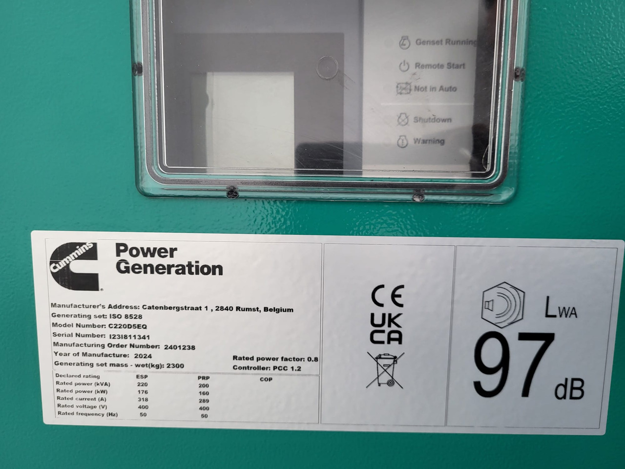 Ny Elgenerator Cummins C220D5EQ. 220KVA Generator. Brand new.: bild 8 Ny Elgenerator Cummins C220D5EQ. 220KVA Generator. Brand new.: bild 8