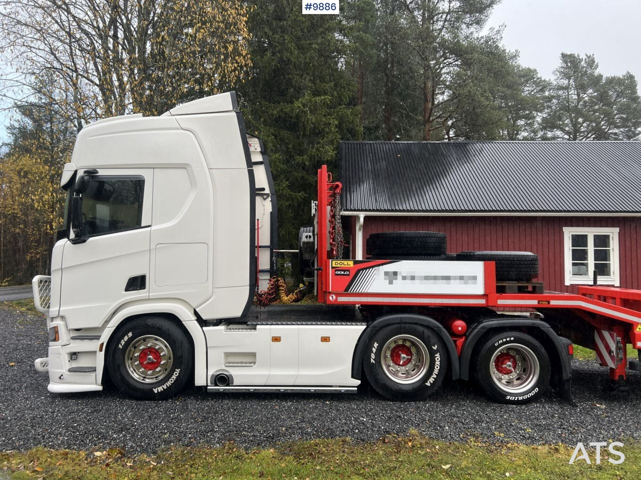 Dragbil, Låg lastare semitrailer Scania R500 Tractor unit with Doll S3L Trombone Trailer: bild 39