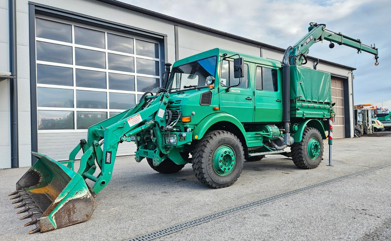 Unimog U2150 Doka HIAB 105 Kran Winde Frontlader - Lastbil, Kranbil: bild 1 Unimog U2150 Doka HIAB 105 Kran Winde Frontlader - Lastbil, Kranbil: bild 1