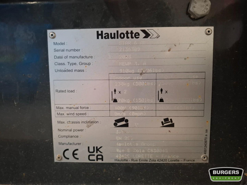 Haulotte Star 6 - Pelarlift: bild 5 Haulotte Star 6 - Pelarlift: bild 5