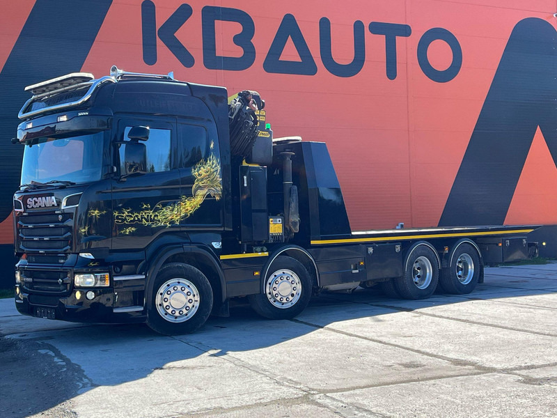 Scania R 560 8x4 PK 34002 / WINCH / FALCOM FAS 12000 / PLATFORM L=6564 mm - Biltransportbil lastbil: bild 1 Scania R 560 8x4 PK 34002 / WINCH / FALCOM FAS 12000 / PLATFORM L=6564 mm - Biltransportbil lastbil: bild 1