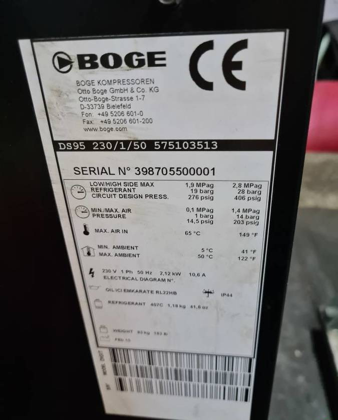 Osuszacz ziębniczy BOGE DS 95 9,5m3/min - Industriell klimatutrustning: bild 3 Osuszacz ziębniczy BOGE DS 95 9,5m3/min - Industriell klimatutrustning: bild 3