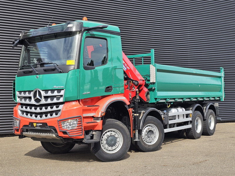 Tippbil lastbil, Kranbil Mercedes-Benz AROCS 4145 / 8X6 / TIPPER + HMF CRANE: bild 8