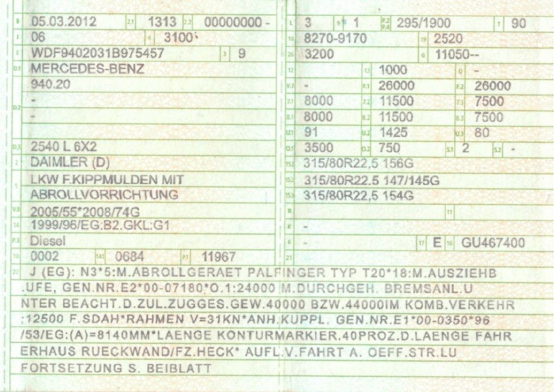 Mercedes-Benz 2540 L 6x2 Palfinger T20 mit hydr. Containerverr - Lastväxlare lastbil: bild 2 Mercedes-Benz 2540 L 6x2 Palfinger T20 mit hydr. Containerverr - Lastväxlare lastbil: bild 2