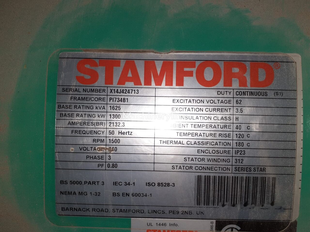 Cummins Cummins Generator Set Stamford 1300 KW 1600 KVA New Factory, Diesel Generator, 2014 Model, 2245 HP, 9000 kg, Low Hours, For Sale in Poland - Elgenerator: bild 4 Cummins Cummins Generator Set Stamford 1300 KW 1600 KVA New Factory, Diesel Generator, 2014 Model, 2245 HP, 9000 kg, Low Hours, For Sale in Poland - Elgenerator: bild 4