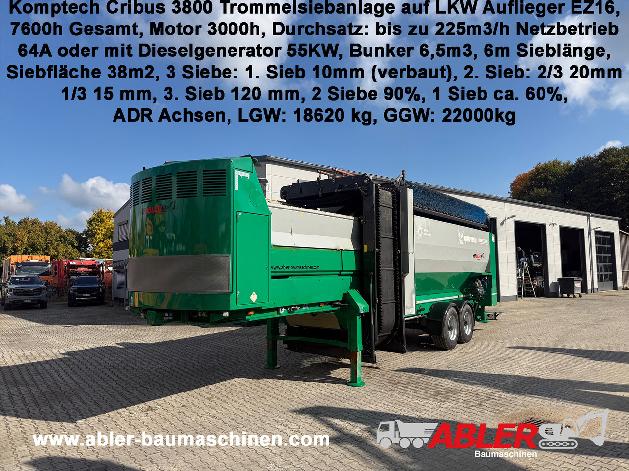 Komptech Cribus 3800 Trommelsiebanlage auf Auflieger - Sorteringsverk, Semitrailer: bild 1 Komptech Cribus 3800 Trommelsiebanlage auf Auflieger - Sorteringsverk, Semitrailer: bild 1