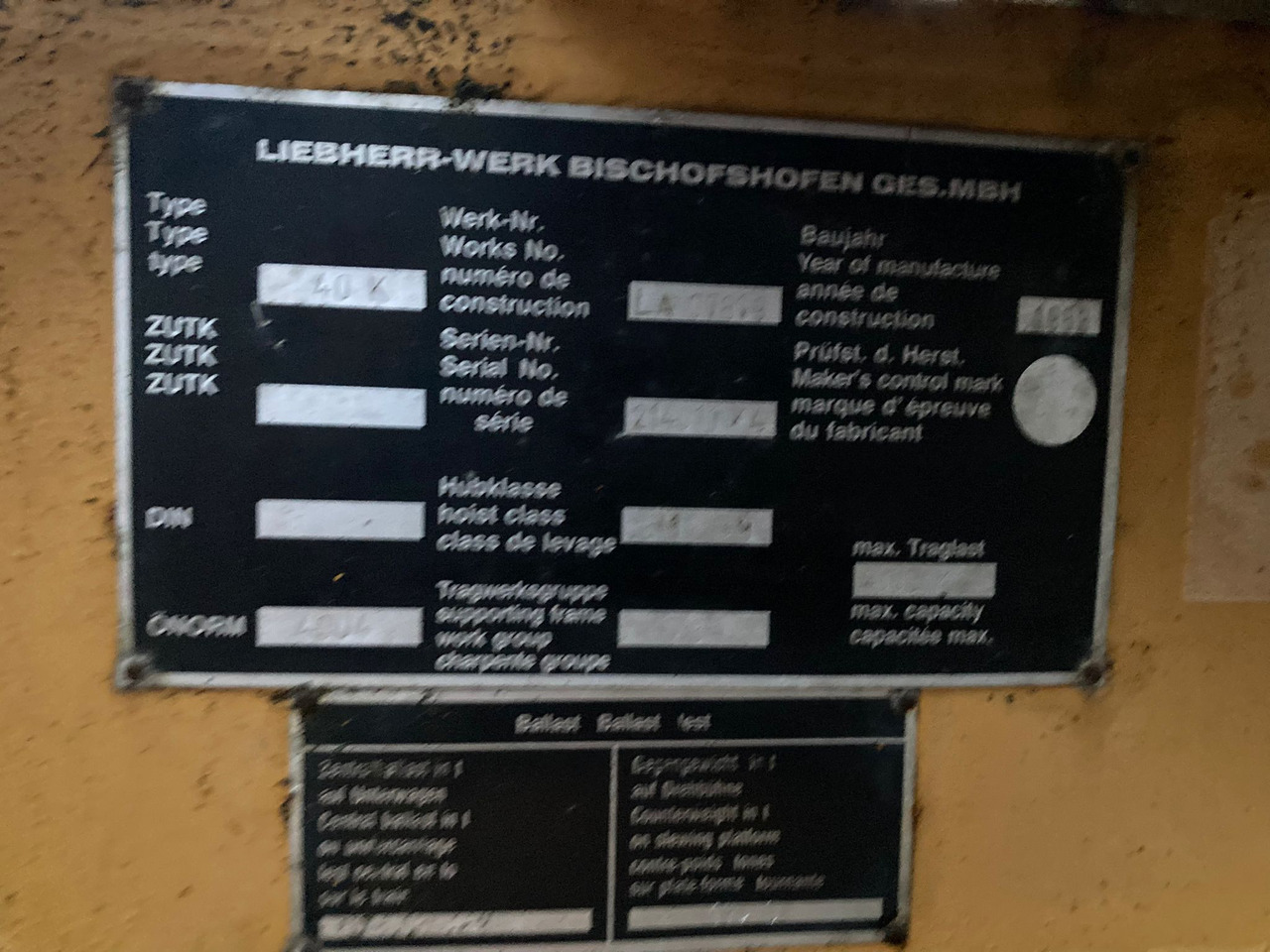 LIEBHERR 40 K - Tornkran: bild 4 LIEBHERR 40 K - Tornkran: bild 4