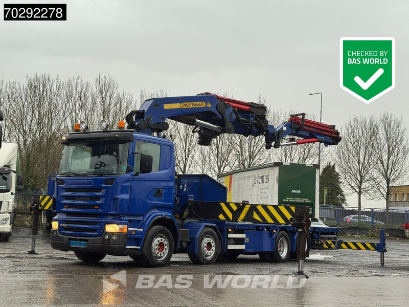 Scania R420 8X2 Palfinger PK100002 Crane Kran + PJ170 JIB Lift Axle Euro 4 - Flakbil, Kranbil: bild 1 Scania R420 8X2 Palfinger PK100002 Crane Kran + PJ170 JIB Lift Axle Euro 4 - Flakbil, Kranbil: bild 1
