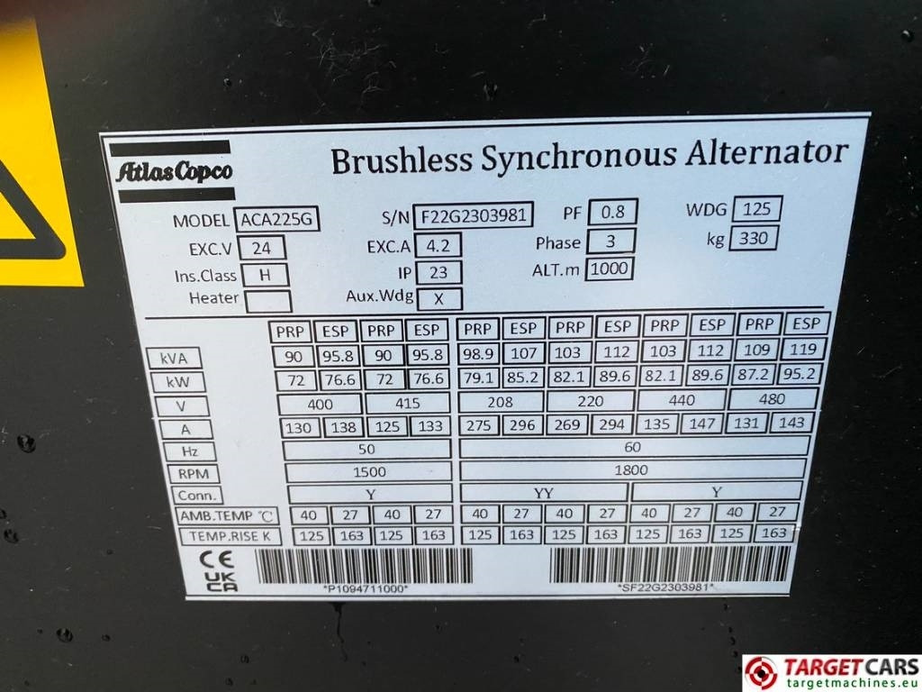 Ny Elgenerator Atlas Copco QES80 Diesel 90KVA Generator 400/230V Unused: bild 12