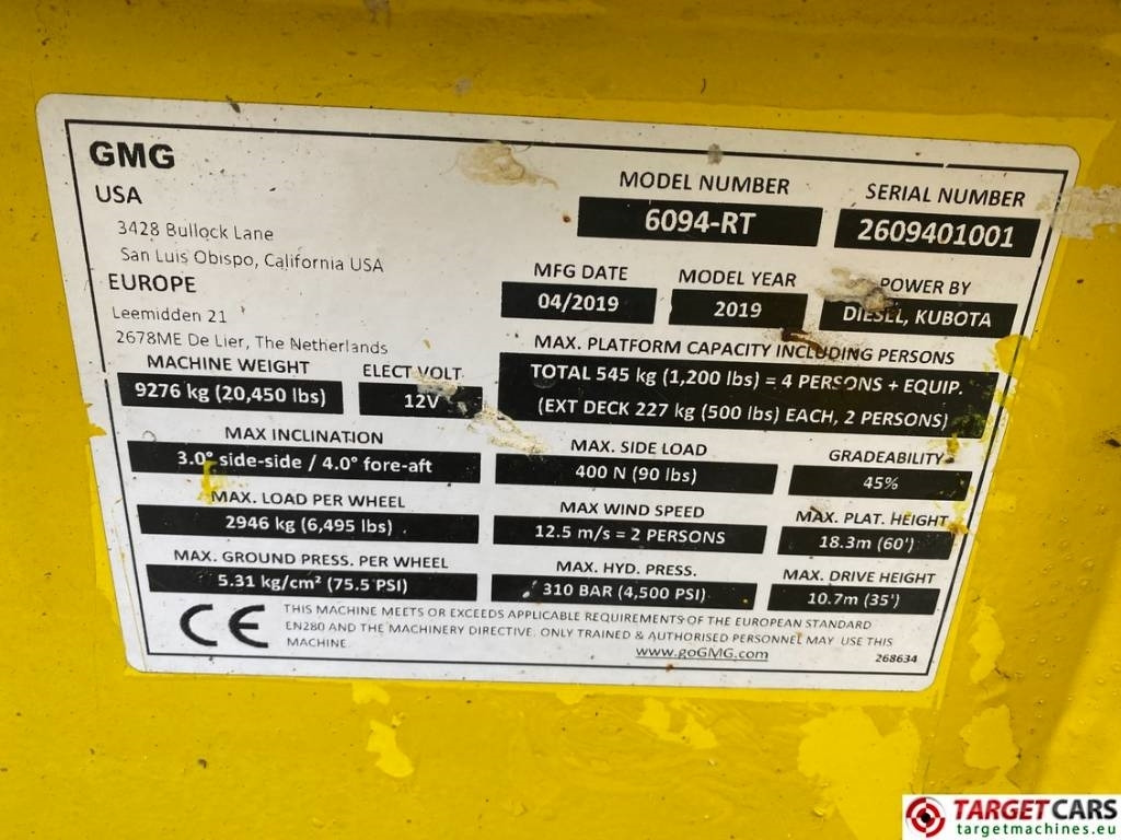 Saxlift GMG 6094RT Diesel 4x4 Scissor Work Lift 2020cm: bild 10 Saxlift GMG 6094RT Diesel 4x4 Scissor Work Lift 2020cm: bild 10