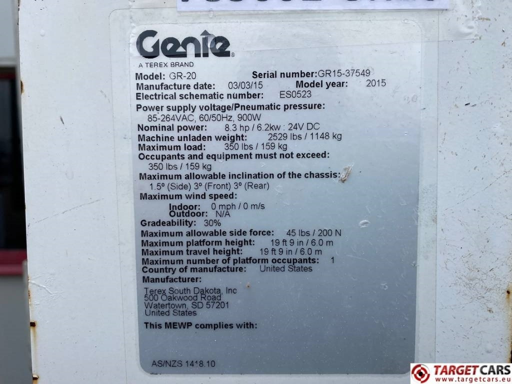 Pelarlift Genie GR-20 RunAbout Electric Vertical Mast Lift 802cm: bild 10 Pelarlift Genie GR-20 RunAbout Electric Vertical Mast Lift 802cm: bild 10