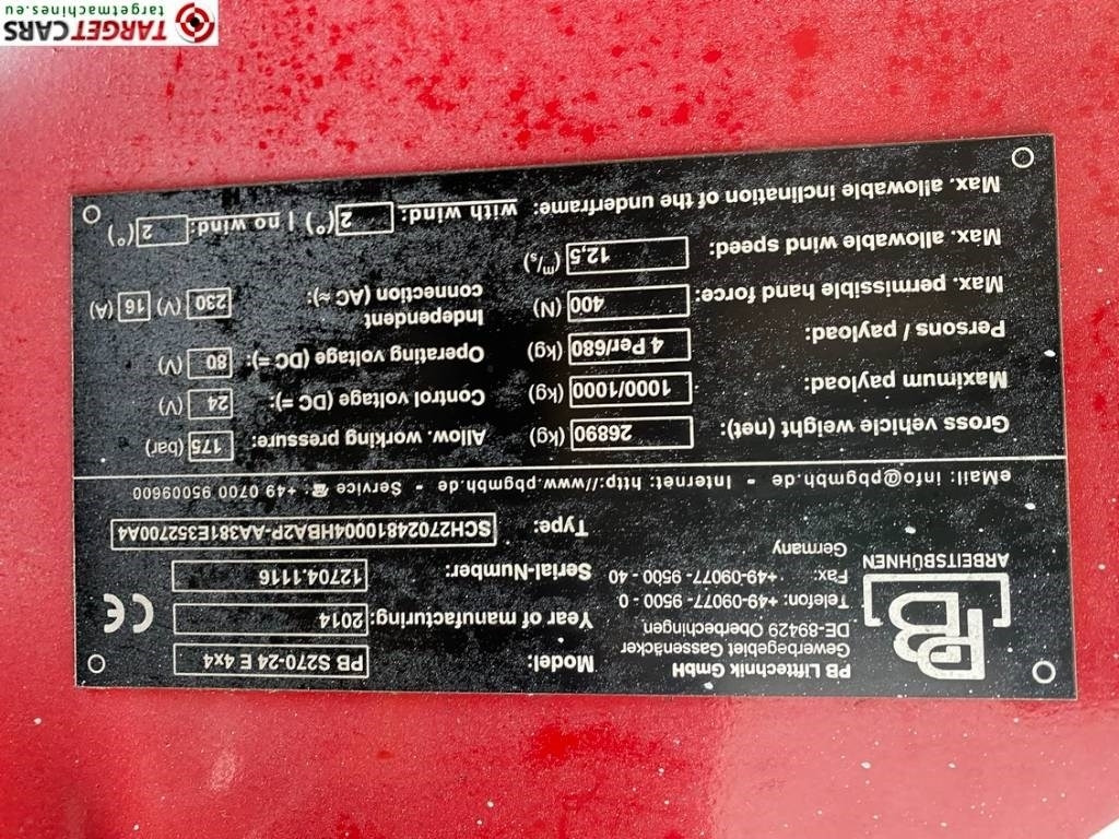 Saxlift PB Lifttechnik S270-24E Electric 4x4 Scissor Work Lift 2725cm: bild 10 Saxlift PB Lifttechnik S270-24E Electric 4x4 Scissor Work Lift 2725cm: bild 10