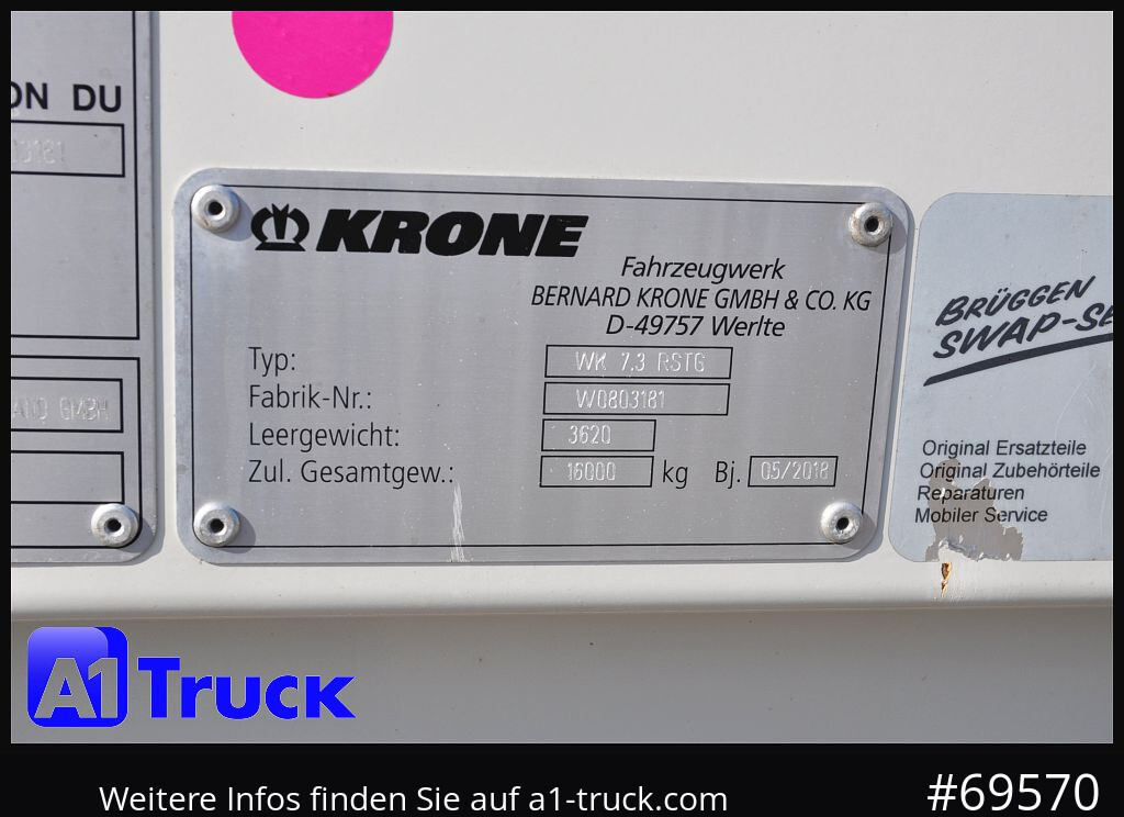 Skåp växelflak KRONE Wechselbrücke BDF 7,45 Koffer, Textil 2750mm innen, 20 x vorhanden: bild 8 Skåp växelflak KRONE Wechselbrücke BDF 7,45 Koffer, Textil 2750mm innen, 20 x vorhanden: bild 8