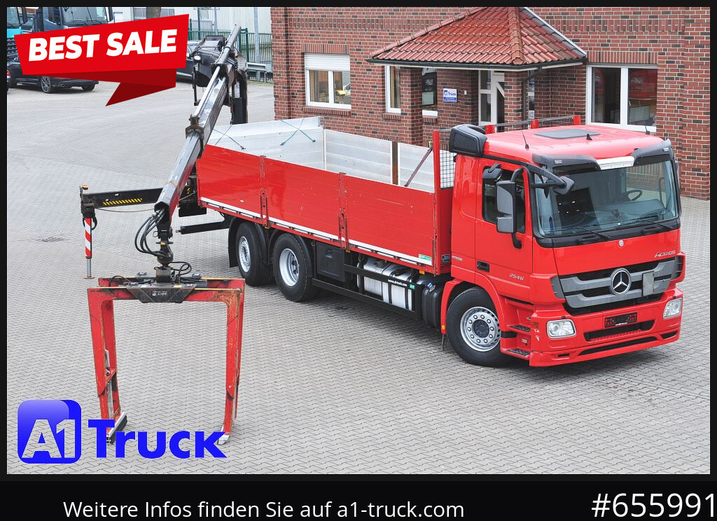 MERCEDES-BENZ Actros 2546 MP 3, HIAB Kran, Lift-Lenkachse, - Flakbil, Kranbil: bild 1 MERCEDES-BENZ Actros 2546 MP 3, HIAB Kran, Lift-Lenkachse, - Flakbil, Kranbil: bild 1