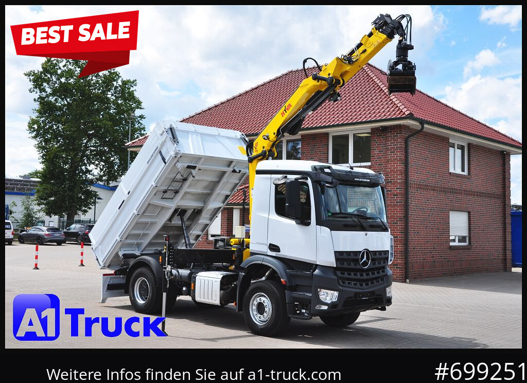 MERCEDES-BENZ Arocs 1840, Kipper + Kran,Funk Navi, - Kranbil, Tippbil lastbil: bild 1 MERCEDES-BENZ Arocs 1840, Kipper + Kran,Funk Navi, - Kranbil, Tippbil lastbil: bild 1