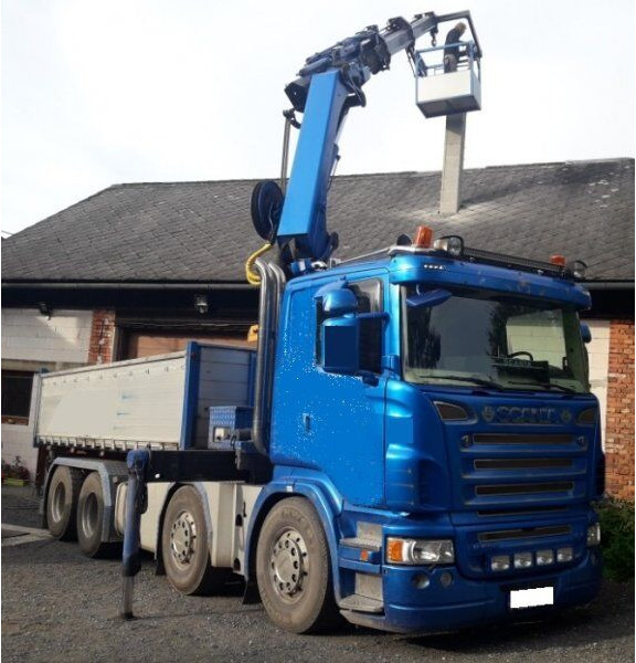 Scania 8x4 bord. R500 +23m crane - Tippbil lastbil, Kranbil: bild 1 Scania 8x4 bord. R500 +23m crane - Tippbil lastbil, Kranbil: bild 1