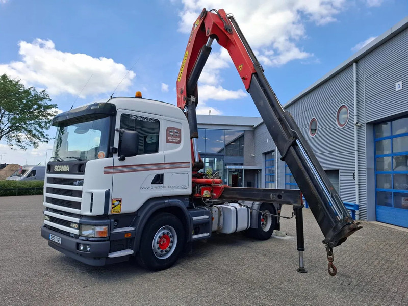 Scania 124G-420 / RETARDER / PALFINGER PK32080 / DOUBLE TANK / AIRCO / GOOD CONDITION / MANUAL / EURO-3 / 2004 - Kranbil: bild 1 Scania 124G-420 / RETARDER / PALFINGER PK32080 / DOUBLE TANK / AIRCO / GOOD CONDITION / MANUAL / EURO-3 / 2004 - Kranbil: bild 1