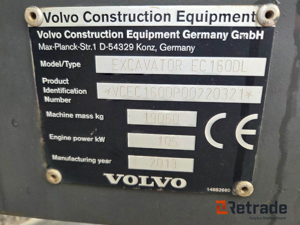 Byggmaskiner Grävmaskin Volvo EC160DL: bild 29 Byggmaskiner Grävmaskin Volvo EC160DL: bild 29