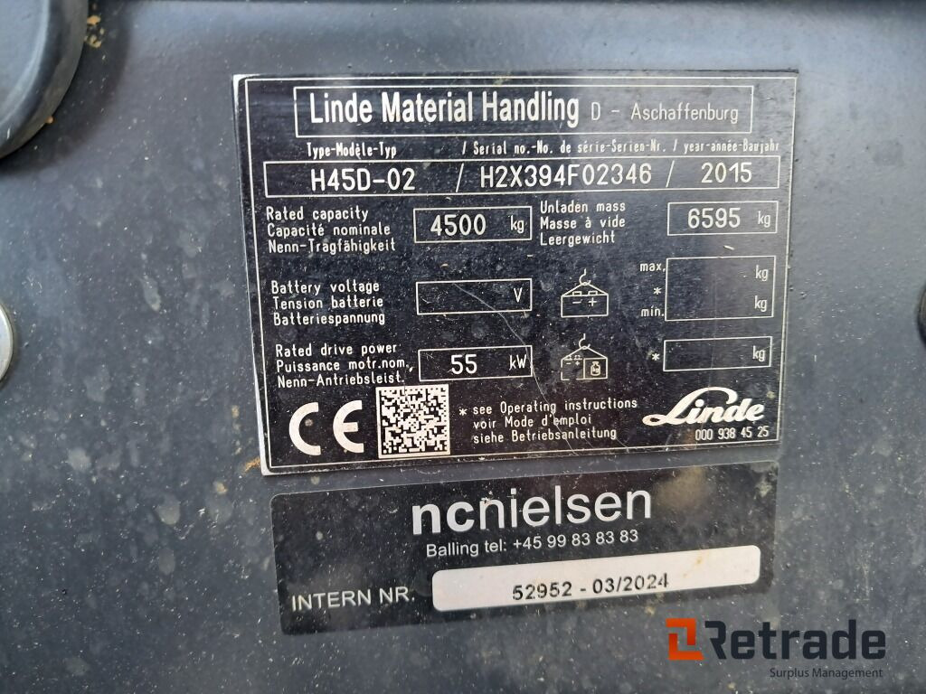 Industrimaskin Truck Linde H45D-02 med Duplex mast og Combo-aggregator: bild 12