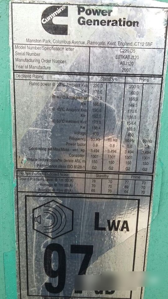 Cummins 220 kVa 6CTA - Elgenerator: bild 3 Cummins 220 kVa 6CTA - Elgenerator: bild 3