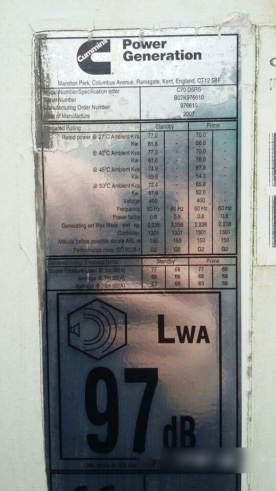 Cummins 70 kVa 4BT3.9 - Elgenerator: bild 3 Cummins 70 kVa 4BT3.9 - Elgenerator: bild 3