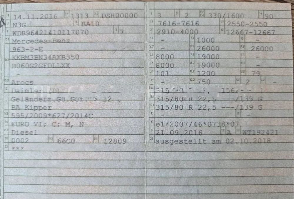 Tippbil lastbil Mercedes-Benz Arocs 2645 6x4 – Wywrotka Meiller 3- stronny/ Manual / Retarder / BORDMATIK / Blatt/Blatt: bild 16