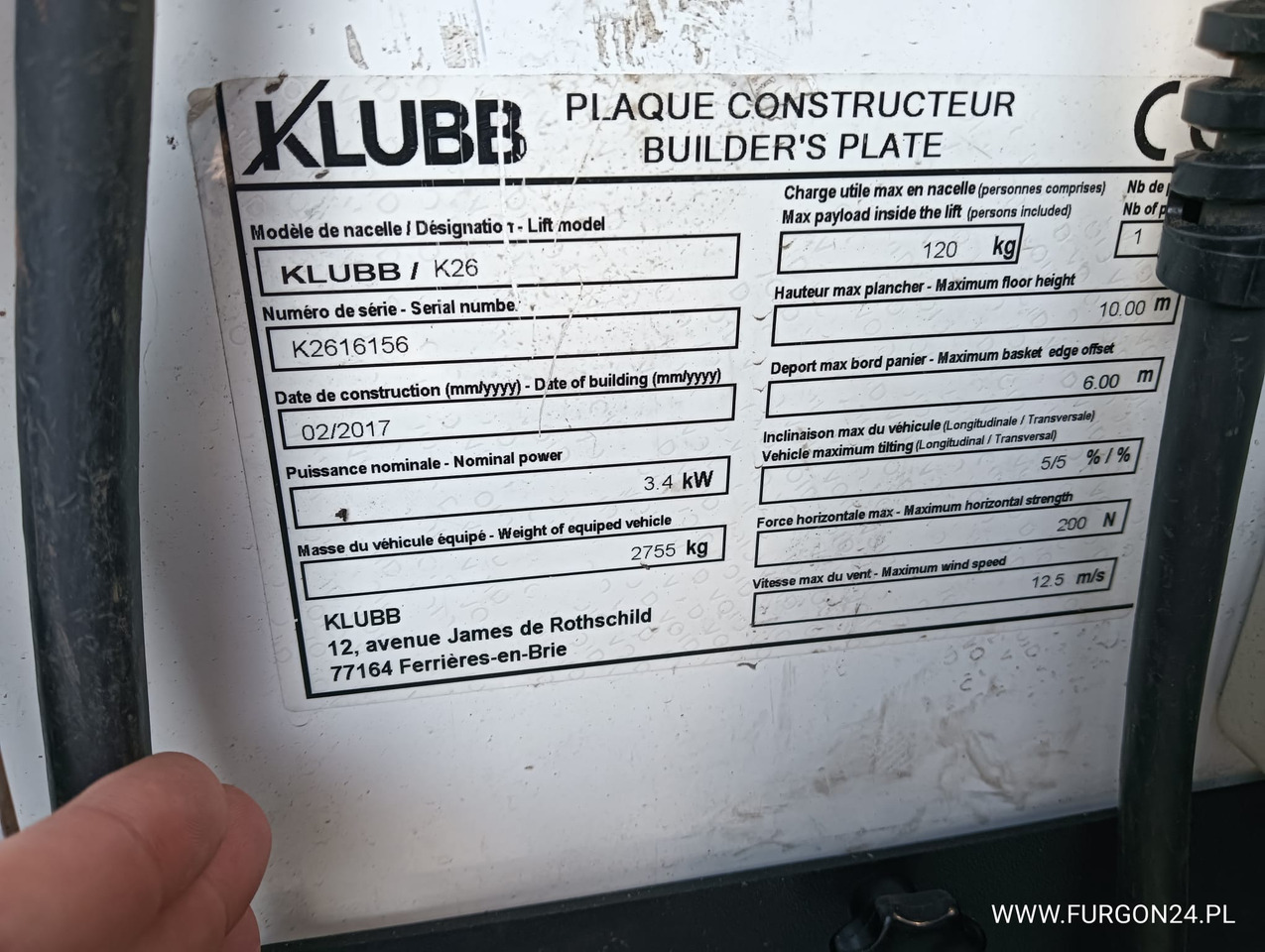 Billift OPEL MOVANO L2H2 PODNOŚNIK KOSZOWY KLUBB K26 NR 804: bild 10 Billift OPEL MOVANO L2H2 PODNOŚNIK KOSZOWY KLUBB K26 NR 804: bild 10