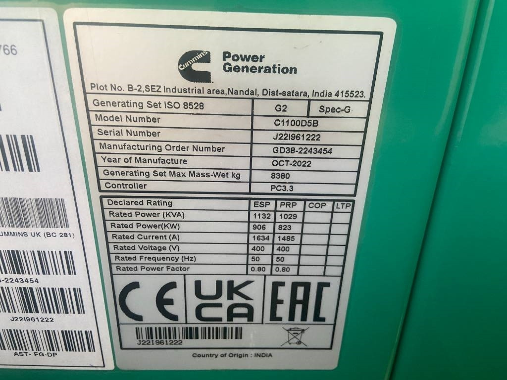 Cummins C1100D5B - 1.100 kVA Open Generator - DPX-18531-O - Elgenerator: bild 4 Cummins C1100D5B - 1.100 kVA Open Generator - DPX-18531-O - Elgenerator: bild 4