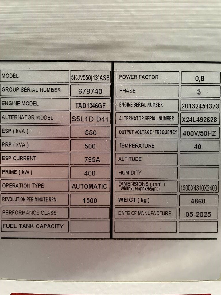 Volvo TAD1346GE - 550 kVA Generator - DPX-18882 - Elgenerator: bild 5 Volvo TAD1346GE - 550 kVA Generator - DPX-18882 - Elgenerator: bild 5
