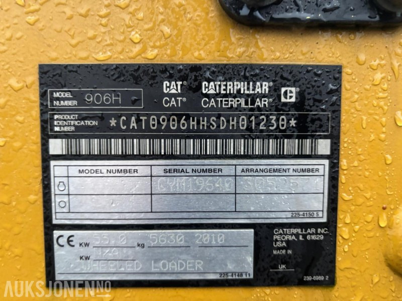 Hjullastare 2010 CAT 906H HJULLASTER. 1596TIMER. SKUFFE. TELLEFSDAL VPL PLOG. HOLMS FEIEKOST. CAT PALLEGAFFLER: bild 46 Hjullastare 2010 CAT 906H HJULLASTER. 1596TIMER. SKUFFE. TELLEFSDAL VPL PLOG. HOLMS FEIEKOST. CAT PALLEGAFFLER: bild 46
