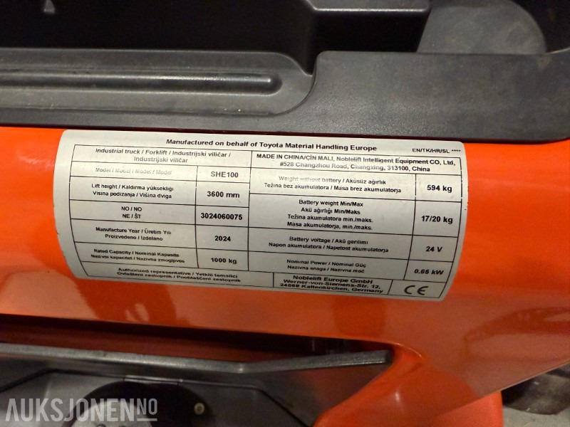 2024 BT TYRO SHE100 – Elektrisk palletruck / stabletruck - Materialhanteringsutrustning: bild 2 2024 BT TYRO SHE100 – Elektrisk palletruck / stabletruck - Materialhanteringsutrustning: bild 2